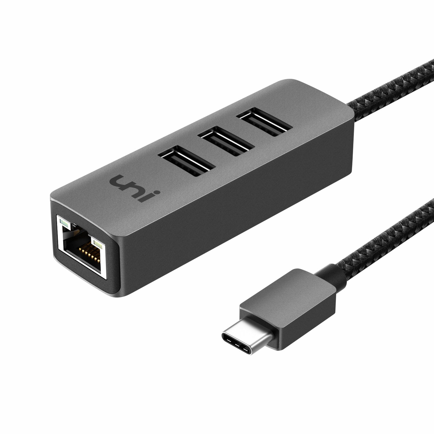 USB C to USB Hub with 100W PD, uni (Slim& Aluminum& Nylon) USB Type C to