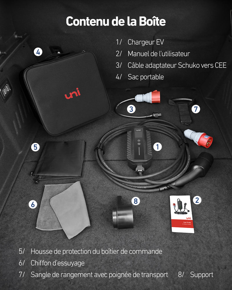 uniタイプ 2 EV 充電ケーブル 11kW 7m ポータブル三相電気自動車