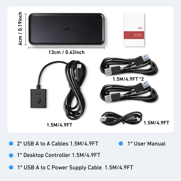 Conmutador USB 3.0 de 4 puertos con control remoto y cables USB-A