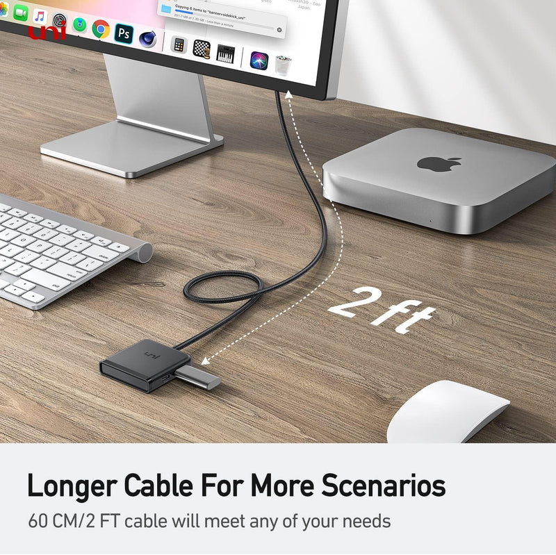 USB C to 4 USB C Hub｜2ft long cable