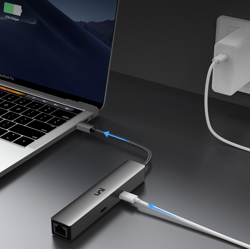 uni usb c hub with usb c data port