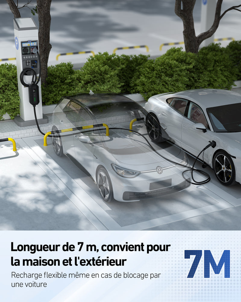 Tipo uni 2 estación de carga portátil de carga del coche eléctrico de 3 fases del cable 11kW los 7m de EV