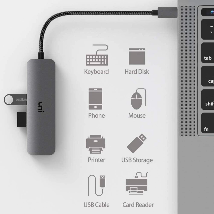 Концентратор USB-C (4 в 1) | USB 3.0 | Уфлэт