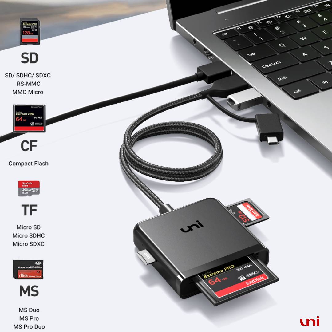 Lector de tarjetas uni®, adaptador de tarjeta USB 3.0 a tarjeta SD / Micro  SD / TF