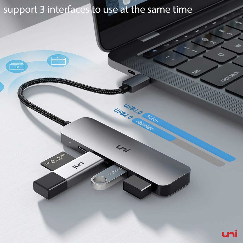Hub USB C, Adaptador USB 3.0 tipo C, PD 100W, Aluminio