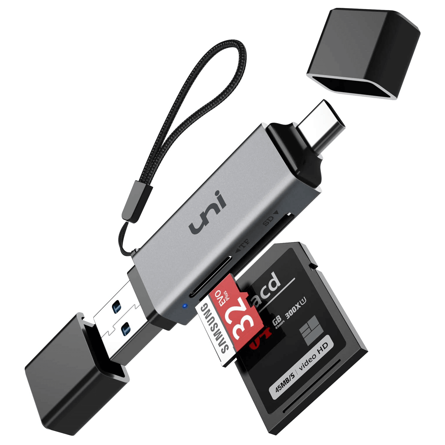 Lector de tarjetas USB y USB-C SD/MicroSD Adaptador de tarjeta SD, UHS-I
