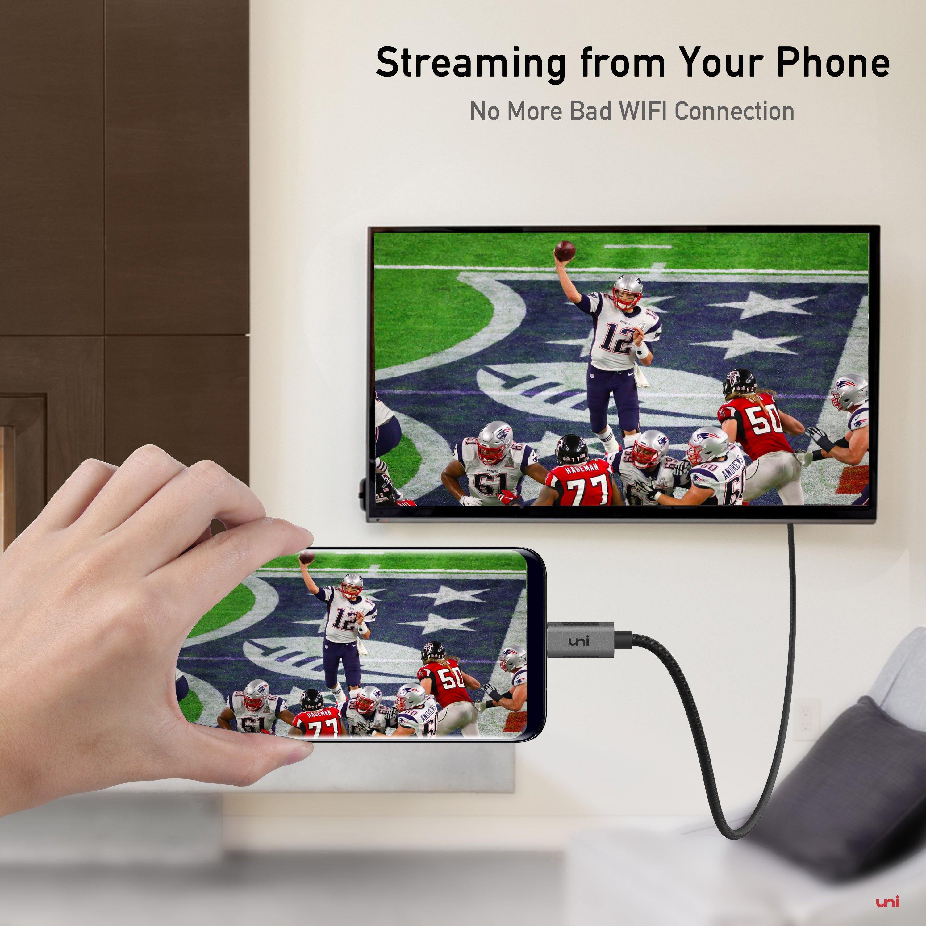 Streaming from. your Smartphone with uni 4K USB-C to HDMI Cable