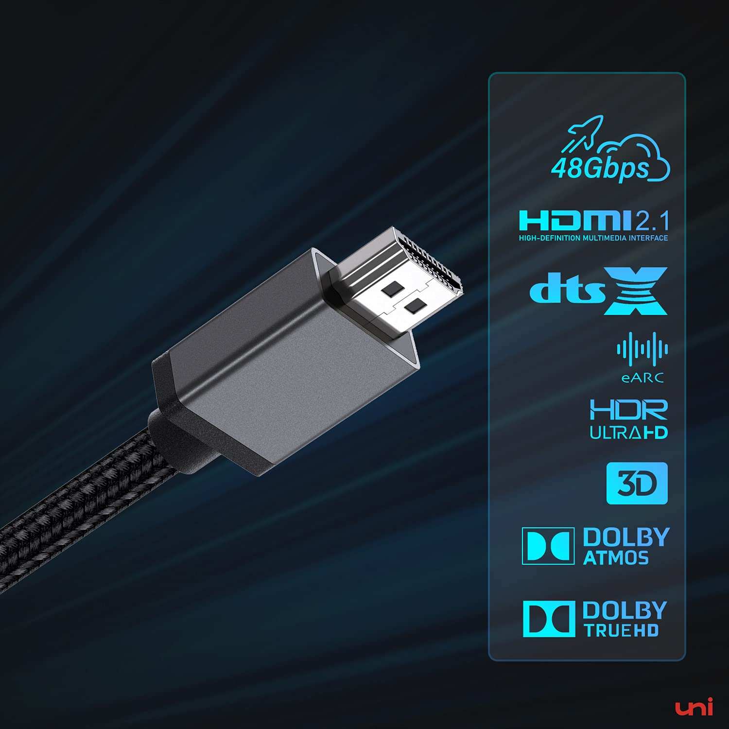 uni® HDMI 2.1 ケーブル、TV、PlayStation、Xbox など用の超高速 HDMI