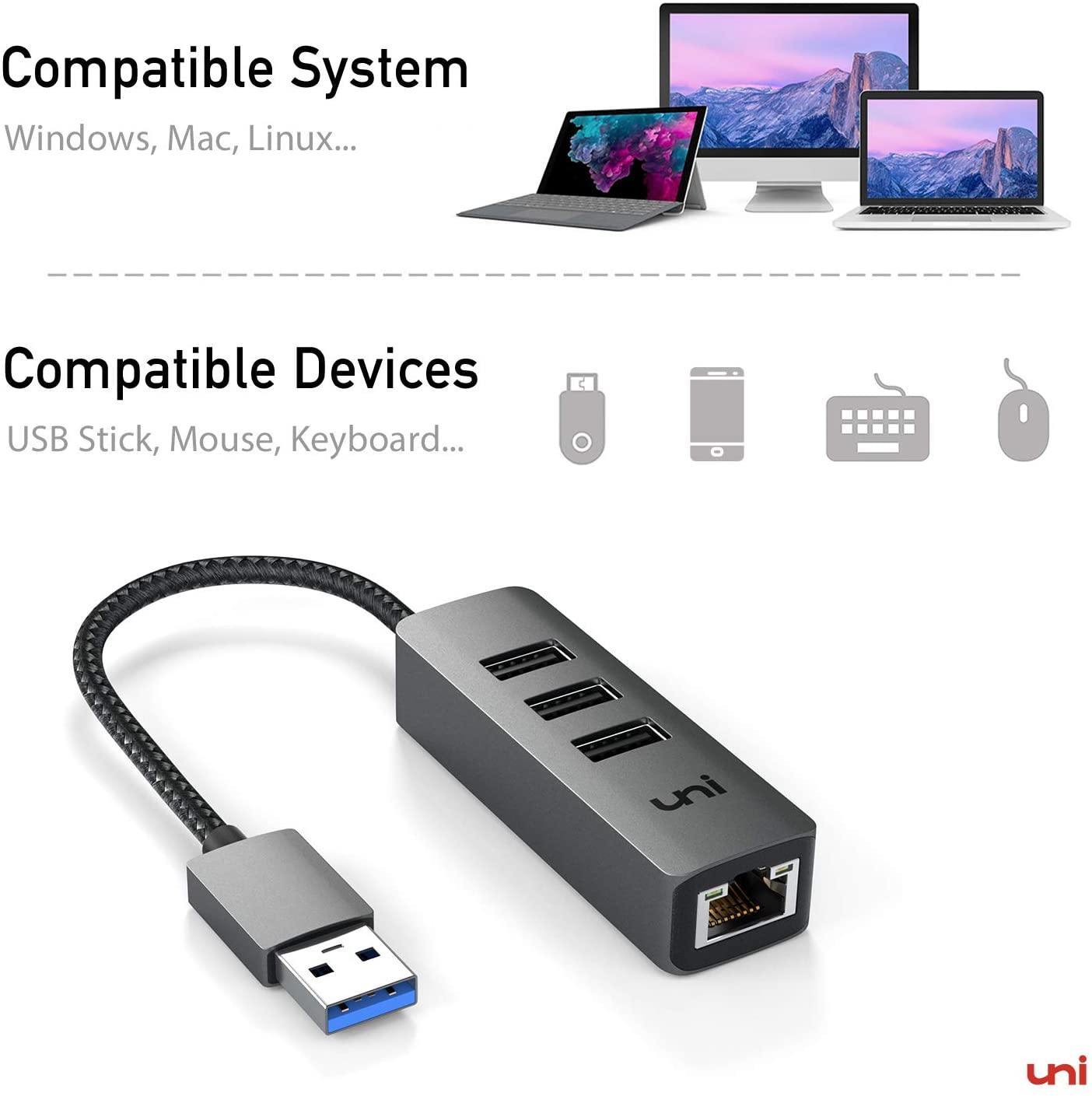 Environ APPC07GV Adaptateur USB 3.0 vers RJ45 19 cm